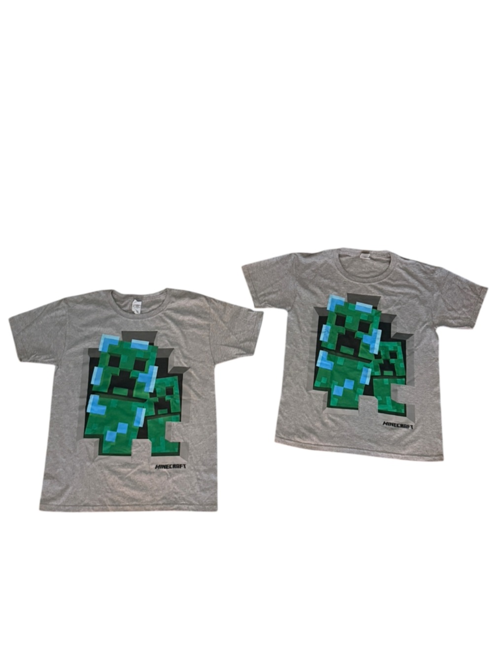 Minecraft Kids Creeper T Shirt Lot 2 Gray Short Sleeve  boy small new